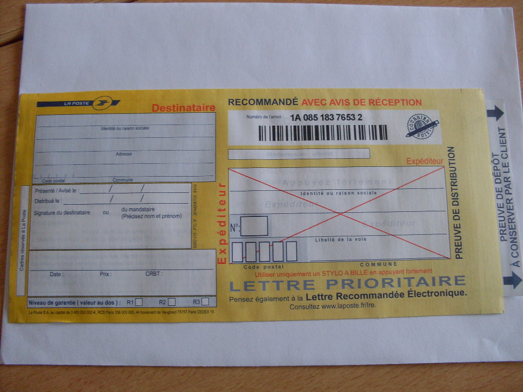 La Lettre Recommand e Avec Accus De R ception CLCV VEND E La Lettre Recommand e Avec Accus De R ception CLCV VEND E